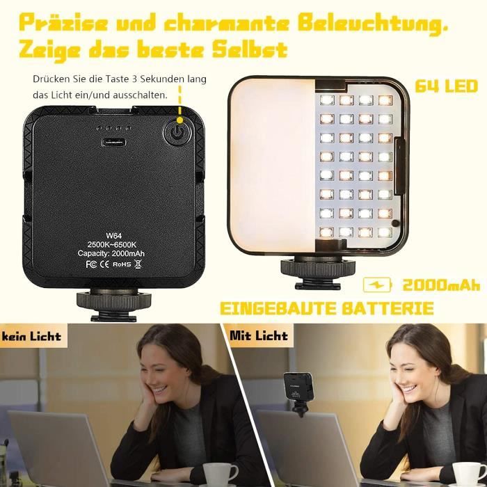 Lampe De Vidéoconférence Avec Télécommande - Lumière Selfie 3 Couleurs Pour Ordinateur Et Téléphone