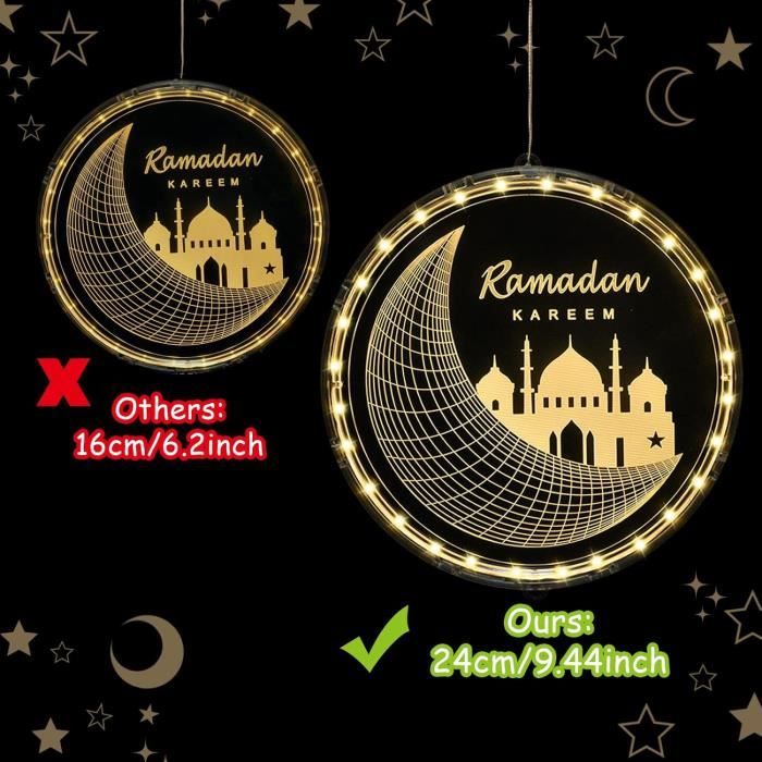 Acheter PDTO Eid Ramadan Lumières de fenêtre décoratives Lune