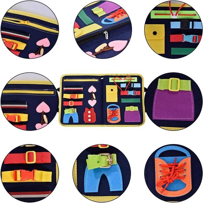 Perfk Planche Occupée Montessori – Jouet Sensoriel En Bois Pour Bébé – Pièces DIY Adorables Pour Développer Motricité Fine – Cadeau éducatif Dès 1 An
