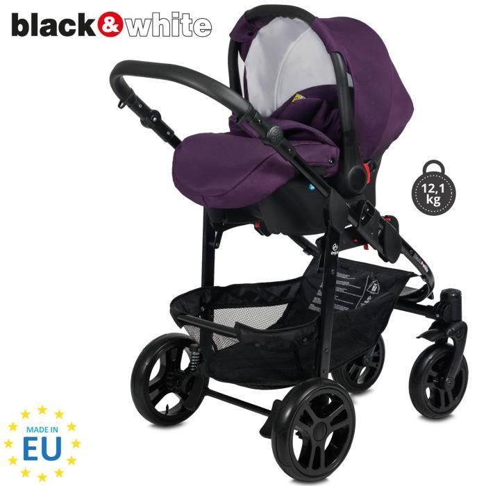 Poussette Trio 3 en 1 B W Violet Landau poussette promenade siege auto Groupe 0 Livree avec ses accessoires Cdiscount Puericulture Eveil bebe
