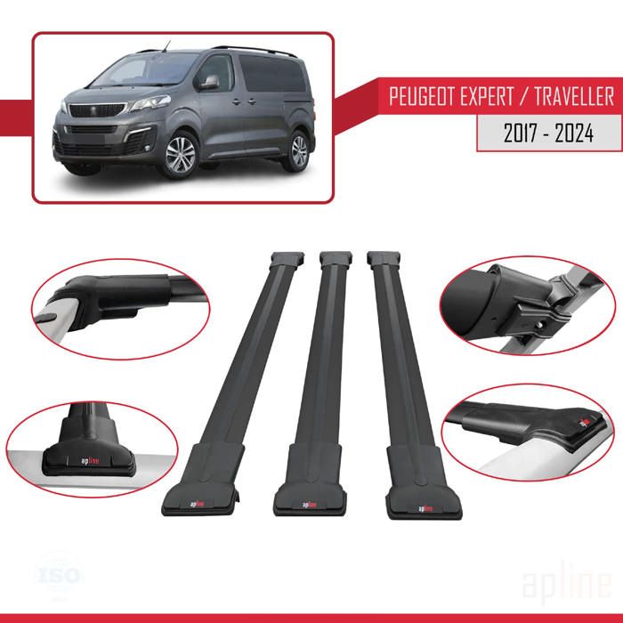Barres de toit en acier adapté pour Peugeot Expert Van (2016-.) - Porte- Bagages de Voiture - points