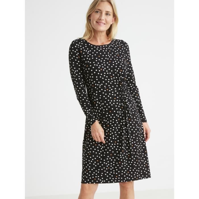 CHARMANCE by Daxon Robe maille drap fantaisie Imprim pois noir