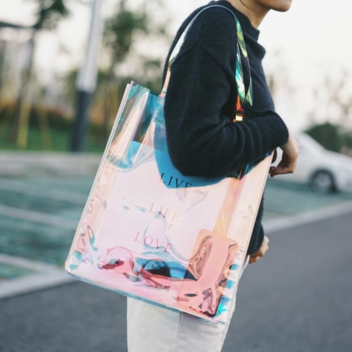 Sac bandouli re transparent holographique la mode sacs fourre