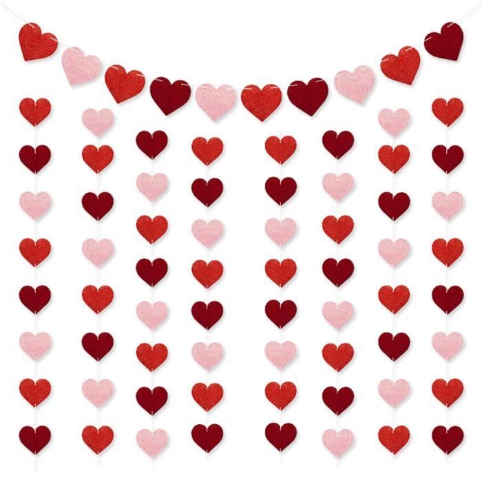 Décorations de guirlande de coeur pour la décoration de la Saint-Valentin -  Couleur rouge, rose, bannière de coeur pour la 1 PC - Cdiscount Maison