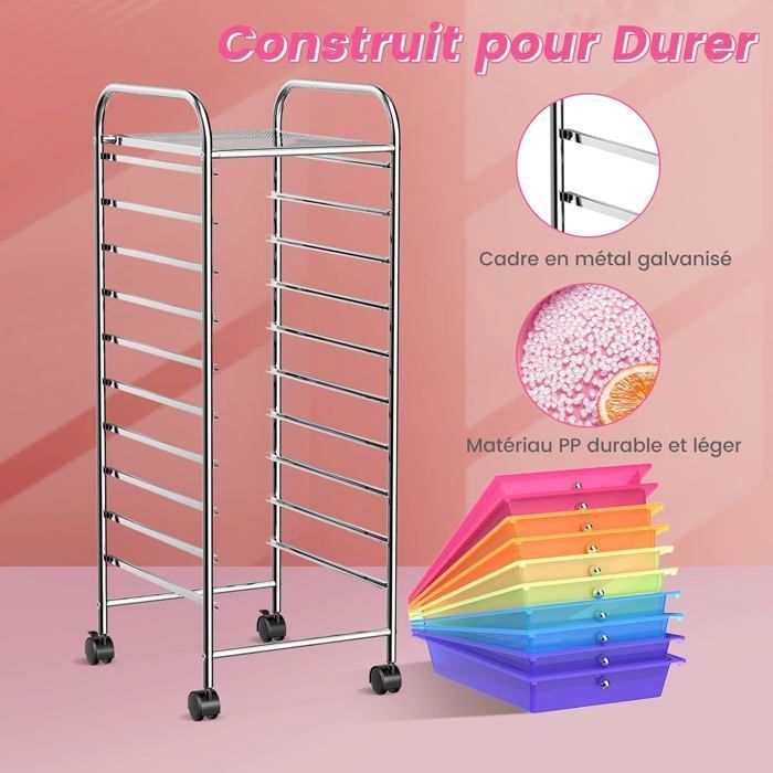 Chariot en acier multi-usages, chariot de cuisine, îlot de rangement mobile, chariot utilitaire roulant en métal - Chine Chariot métallique panier, chariot de stockage de salon
