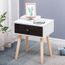 Table De Chevet Scandinave Blanc Noir Laque Satine Simple Nordique