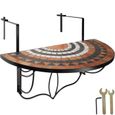TECTAKE Table de Jardin Table de Balcon Pliante Suspendue en Mosaïque 76 cm x 65 cm x 575 cm - Terracotta/Blanc-0