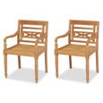 Chaises de jardin en bois de teck solide - VidaXL - Batavia - Marron - Couleur chaude - 2 personnes-0