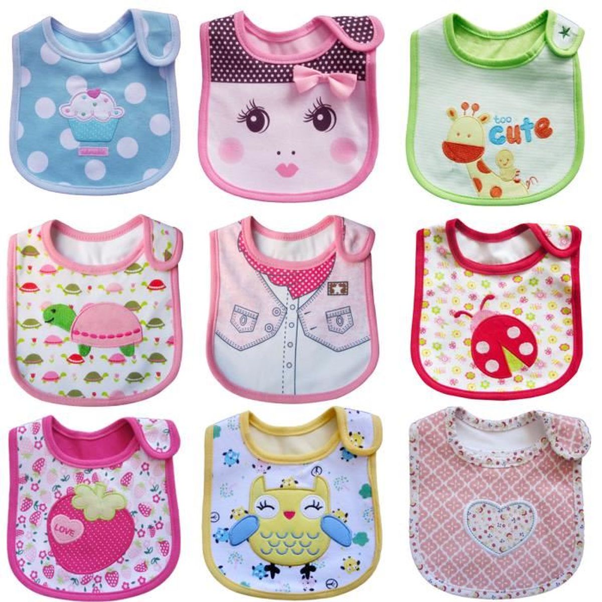 Lot De 4 Bavoirs Bébé Imperméables - Avec Boutons-pression Réglables, Pour Repas Et Bave, Unisexes