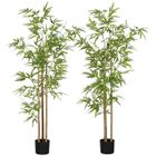 Lot de 2 plantes artificielles Bambou - HOMCOM - hauteur 180 cm avec pot - décoration interieur, très réaliste