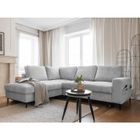 BESTMOBILIER Lilly - Canapé d'angle gauche - 5 places - convertible - en velours côtelé - Gris clair