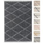 Tapis Shaggy - TESSO LIVING - 80x150 cm - Anthracite - Dessin Diamant - Poils Longs