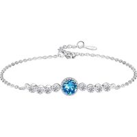 Bracelet Femme Argent 925 avec Cristal Blue Simulé Diamant PendentifFantaisie Bijoux Lot Gourmette Personnalisés Pas CherCharms I