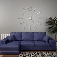 Bonne qualité - Horloge murale - Pendule 3D Design moderne 100 cm XXL Argenté @68342 :