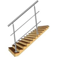 Aufun Main courante en acier inoxydable 120 cm Rampe d'escalier pour intérieur et extérieur avec 2 poteaux 2 barre transversale.