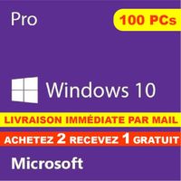 Windows 10 Pro Professionnel 32/64 bit Clé d'activation Originale - 100 PC - Rapide - Version téléchargeable