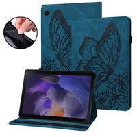 Tablette Étui Gaufrage pour Samsung Galaxy Tab A8 10.5 (2021) SM-X200 X205,Papillon bleu PU Cuir pochette Flip - Housse Carte Slots