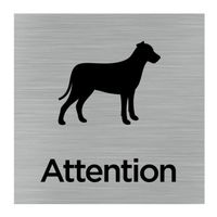 Pictogramme Attention au chien Q1006Plaque aluminium brossé Plaque Aluminium Brossé