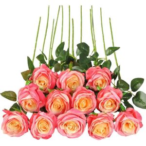 FLEUR ARTIFICIELLE Lot De 12 Roses Artificielles, Deco Fausses Fleurs