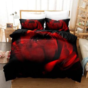 Housse de Couette - Coeur Rouge - 140x200 cm - 3 pièces - Microfibre