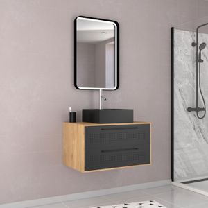 MEUBLE VASQUE - PLAN Meuble de salle de bain caisson 2 tiroirs + vasque