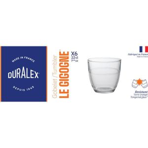 verre Duralex Coffret 6 tasses 18 cl avec assiette