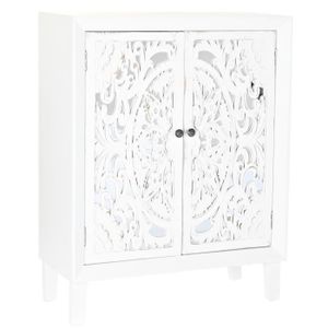COMMODE DE CHAMBRE Commode meuble de rangement en bois de sapin et MDF coloris blanc - Longueur 80 x Hauteur 102 x Profondeur 35 cm