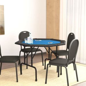 TABLE DE JEU CASINO Table de poker pliable 8 joueurs - PWSHYMI - Bleu - Bois d'ingénierie, feutre, cuir artificiel - Acier