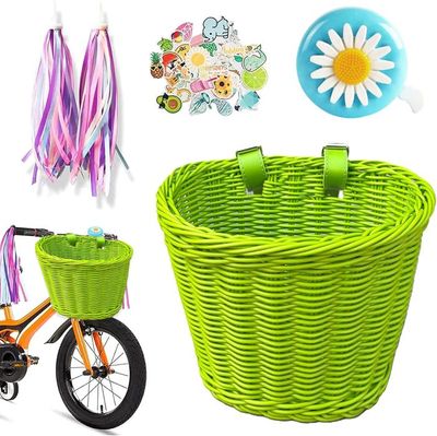 Panier De Guidon En Osier Naturel Pour Vélo Enfant - Avec Sangles En Cuir - Style Rustique & Pratique