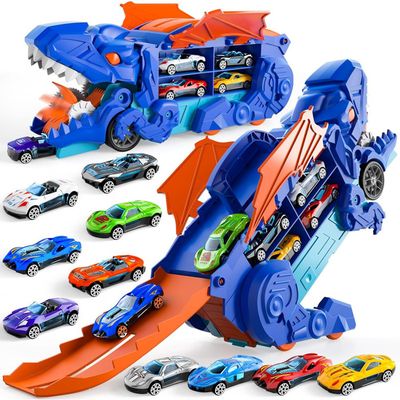 Camion Transporteur de Voitures,Camion Dinosaure avec Lumières et