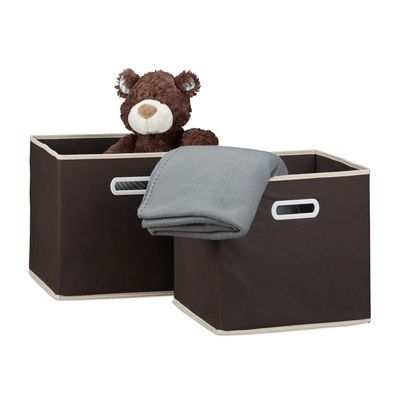 Lot De 2 Bacs De Rangement Relaxdays - Plastique Noir Avec Couvercle En Bambou - 16x26x17.5 Cm