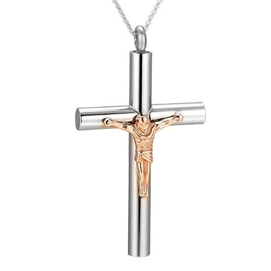 Collier GK4TA médaillon commémoratif de croix de jésus, collier d'urne de bijoux de crémation