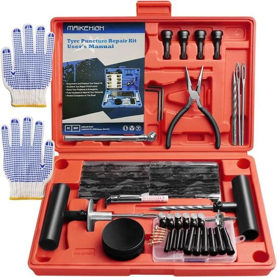 Kit De Réparation De Pneu BATHRINS – 100 Pièces (mèches 3 Tailles) + Outil Hélicoïdal, Pour Voiture, Moto, VTT, Vélo