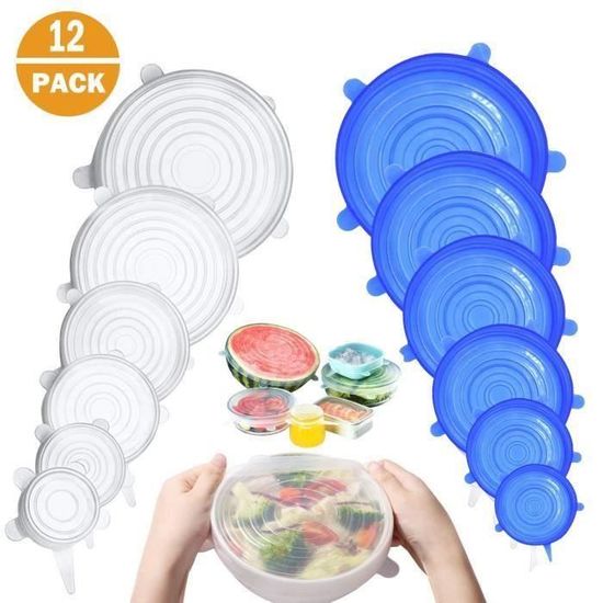 Couvercles En Silicone Extensibles - 12 Pièces, 6 Tailles, Pour Bols, Plats, Conservation - Lavables Micro-ondes Et Lave-vaisselle