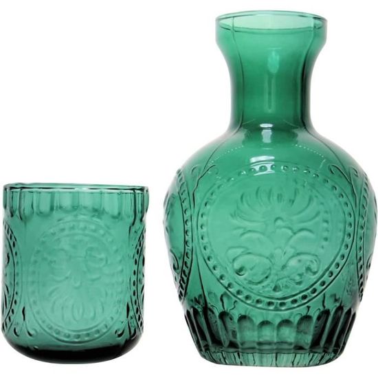 Carafe à Eau De Chevet En Verre Transparent 500 Ml Avec Tasse/couvercle - Design V-Port - TOPBATHY