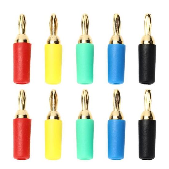 Lot De 12 Prises Bananes 4mm - 6 Rouges + 6 Noires, 10A, Isolées, Pour Projets électroniques