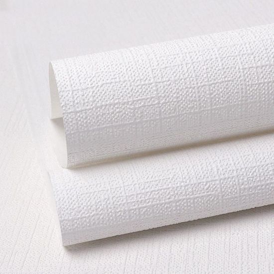 Papier peint blanc tridimensionnel 3D à carreaux en tissu , peut être peint - Tissu Non-tissé Décor Chambre 0.53m x 9.5m