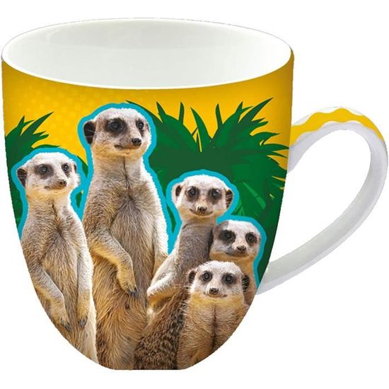 Cadeau Personnalisé – Tasse Adorable Suricate Debout (Design Animal Thème, Couleur) – N'importe Quel Nom/Message Sur Votre Unique – Big Eye Timon