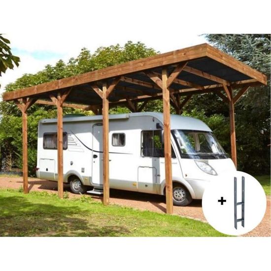 Carport Bois Traite Special Camping Car 32 40 M Kit D Ancrage
