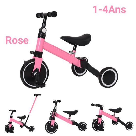 Tricycle évolutif pour enfant 14 ans MENGDA Rose 5 en 1 Putter
