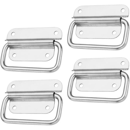 Lot De 4 Poignées De Caisse Pliantes,Pliante à Ressort Avec Poignée En Caoutchouc Pour Boîtes De Rangement De Remplacement De Boîte à Outils (140x40mm | Leroy Merlin