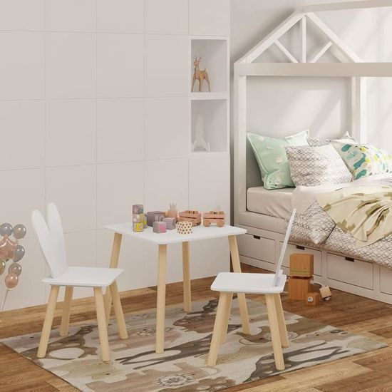 Table Et 2 Chaises Enfants Design Nuage - Bois De Pin Et MDF, Hauteur Adaptée, Couleur Vert Menthe - 2