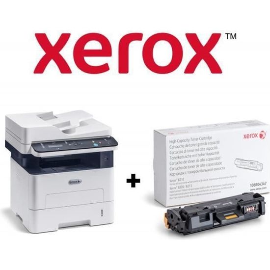 Xerox Pack B205 Multifonction Laser A4 Wifi Copie/Impression/scanner/fax avec 1 toner + 1 Toner Grande Capacité supplémentaire