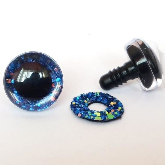 TOAOB 48 Pcs Yeux De Sécurité Ronds En Plastique De Poupée En Paillettes Nontissés Multicolore 18 Mm Avec Rondelles Pour Loisirs Créatifs Marionnettes Artisanat Animaux En Peluche Poupée