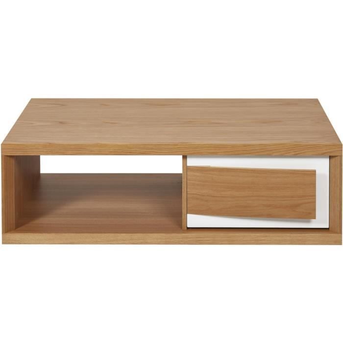 Table basse CARLO Beige et Blanc - plateau Bois pieds Bois 120 x 60
