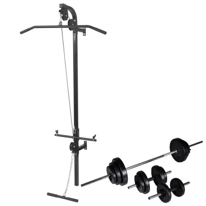 linximall🎈-Tour de musculation murale avec jeu d'haltères et poids 30,5 kg