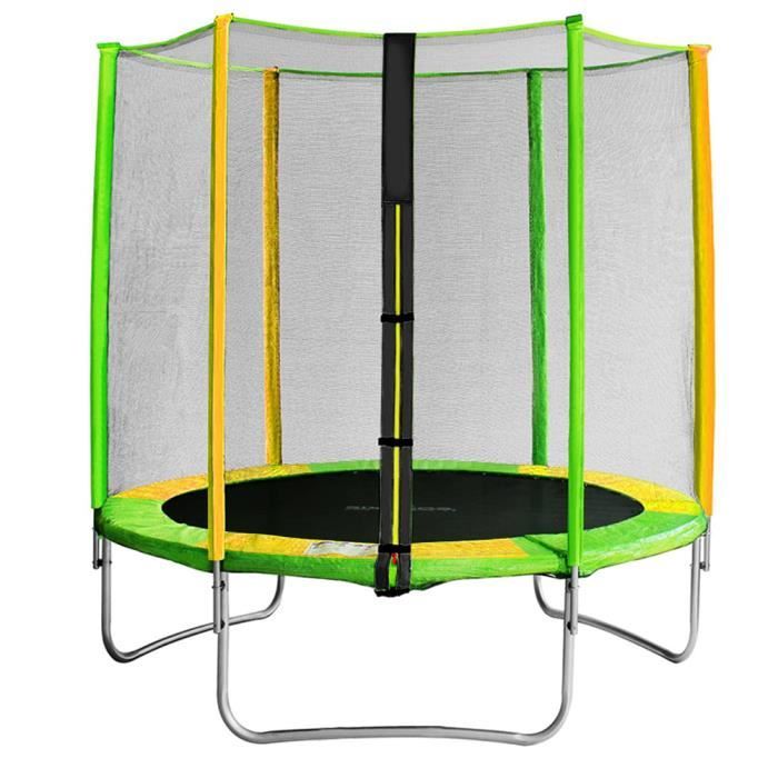Bilingda® Trampoline Ø 150 cm - Vert et jaune - Avec Filet