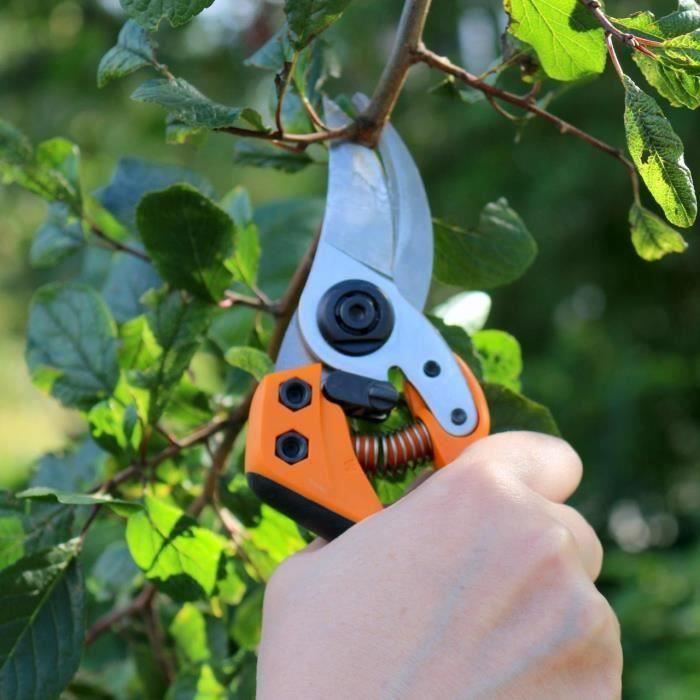 Fiskars Sécateur professionnel à lames franches, Lames en acier de qualité, Longueur: 21 cm, Noir/Orange, PB-8 L, 1020203