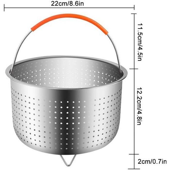 Cuiseurs vapeur,Multi fonction cuiseur à riz panier vapeur 304 acier inoxydable autocuiseur Anti brûlure - Type 6L 22cm X 12.2cm