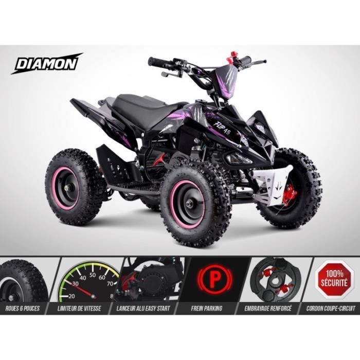 Pocket quad enfant flip 49 DIAMONsans montage et mise en routeRose- Rose
